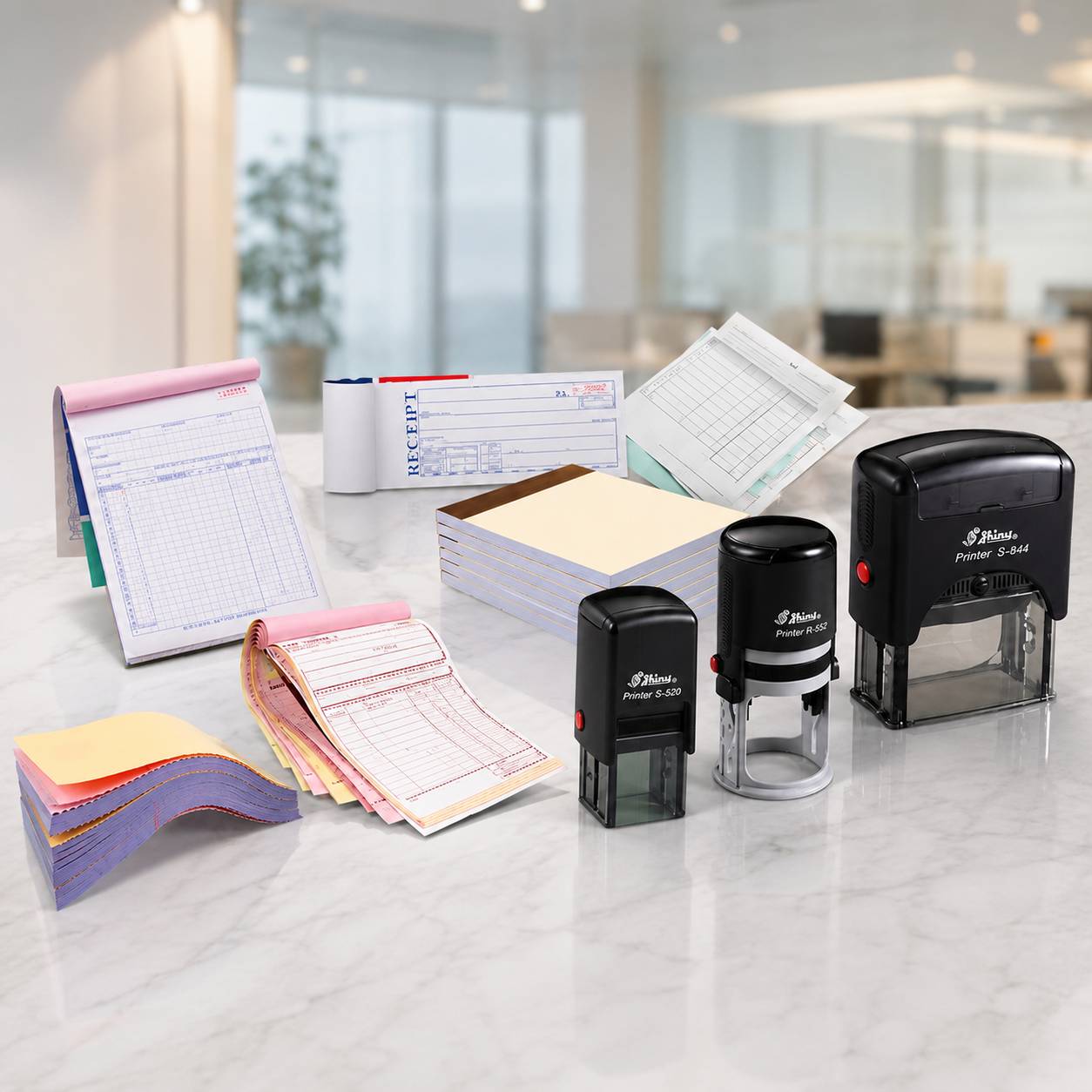 Corporate documentation solutions using custom NCR books and stamps