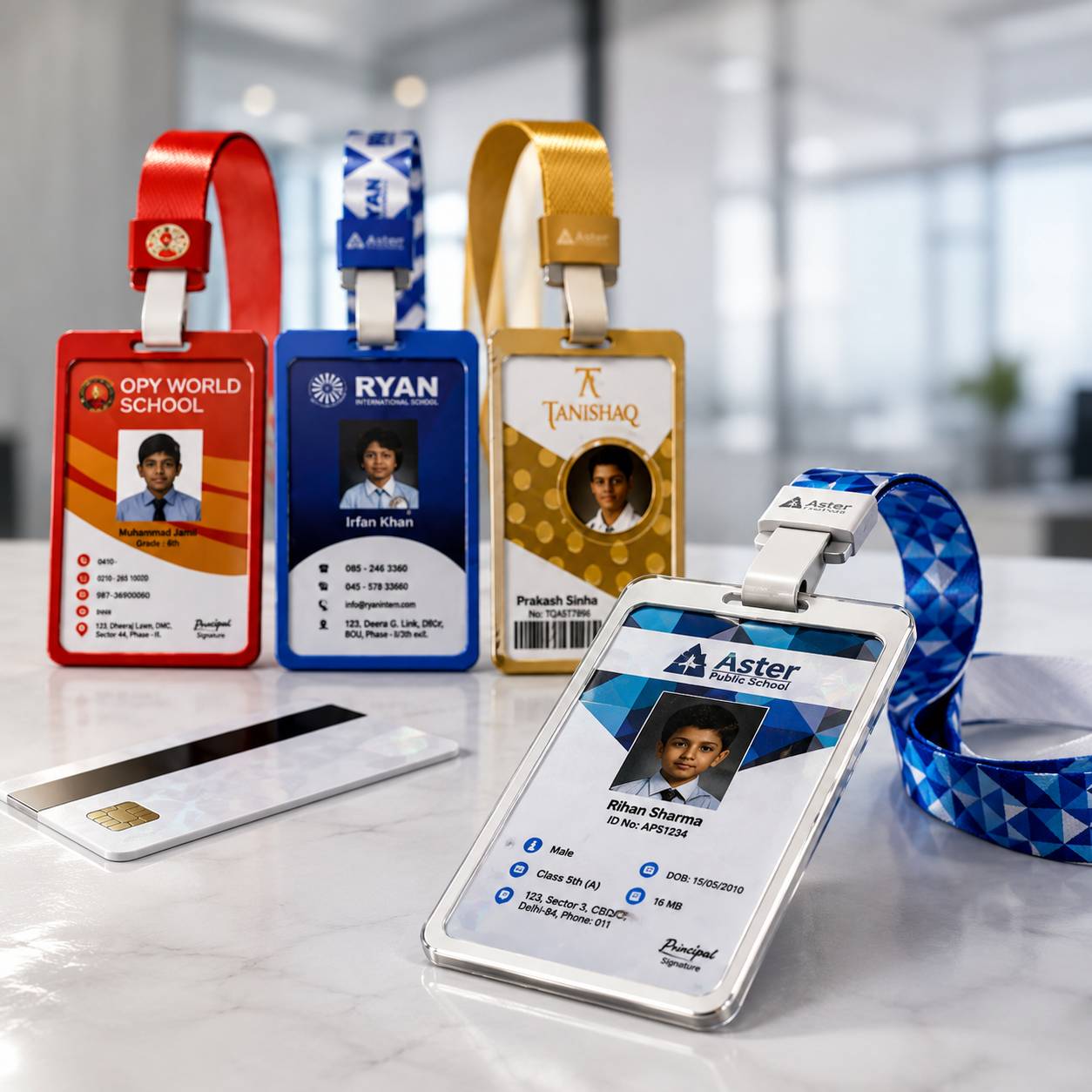 High definition PVC ID cards with RFID smart chips and holographic overlays