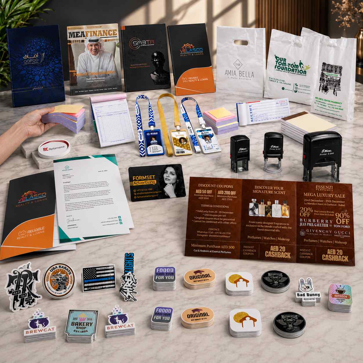 In house digital and offset printing presses for corporate stationery in Dubai