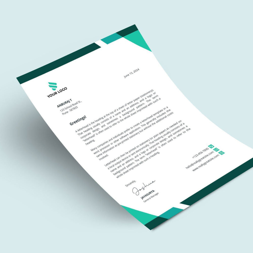 Premium business letterheads printing with metallic foil accents and custom logos