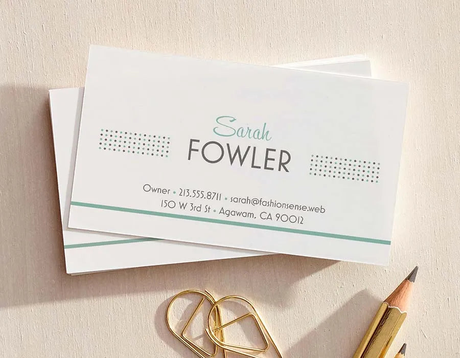 Standard business cards printed on high quality matte and gloss paper stock by Formset Advertising Dubai